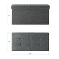 thumbnail image 6 of Mellow 30" Smart Lift Top Button Fabric Collapsible Storage Ottoman, Dark Grey, 6 of 9