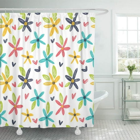 Bsdhome Pink Girl Simple With Bright Flowers And Hearts Teen Abstract Baby Color Cute Fl Waterproof Bathroom Shower Curtains Set 66x72 Inch Canada Bright Flowers And Hearts Teen Abstract, Teen Shower Curtains