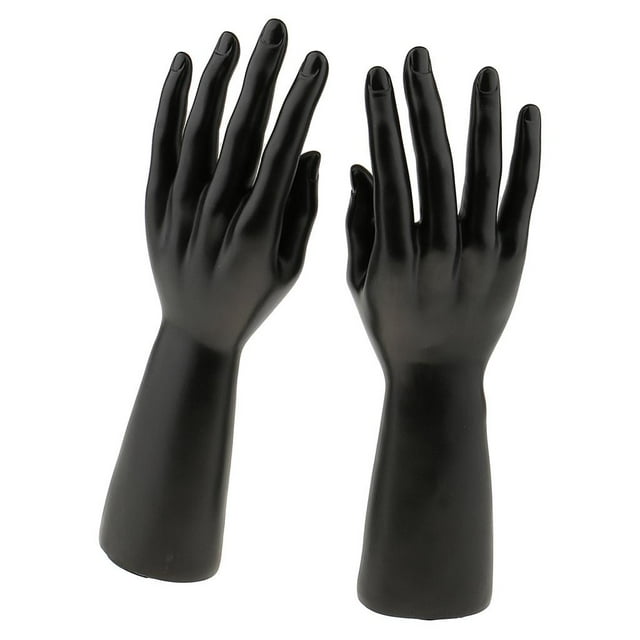 Almencla 1 Pair MALE MANNEQUIN RIGHT LEFT HAND for Jewelry Watch Display Holder Black