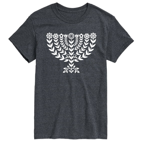 Instant Message - Floral Menorah Short Sleeve Graphic T-Shirt
