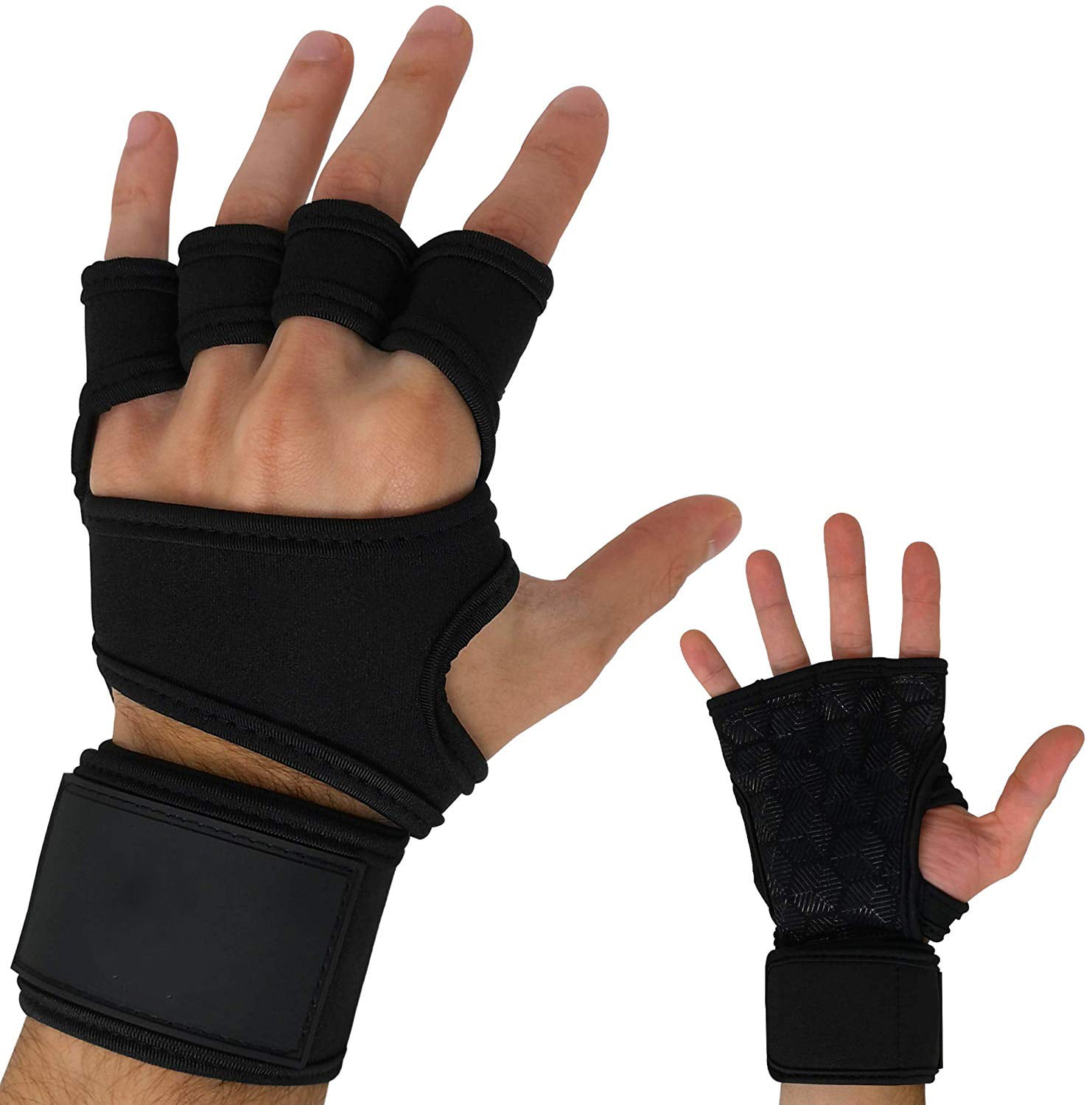 Cross Training New Ventilated Weight Lifting Workout Gloves with Built-in Wrist Wraps for Men and Women Hand Support & Weightlifting. Great for Gym Fitness 