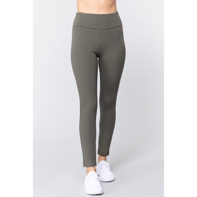 Saronite Pantalons Ponte Taille Haute, Nouveau Olive (Femmes)