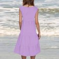 thumbnail image 4 of Sevevn Womens Summer Round Neck Print Sleeveless Beach Dress Sales Today Clearance Purple S, 4 of 8