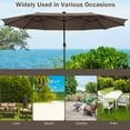 thumbnail image 4 of Gymax 15Ft Solar LED Patio Outdoor Double-Sided Umbrella w/ 48 Lights Crank Tan, 4 of 8