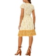 thumbnail image 3 of INSPIRE CHIC Women's Bohemian Flutter Sleeve Smocked Waist A-Line Floral Dress White XS, 3 of 5