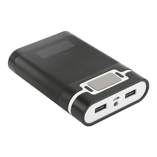 Power Bank Box, Overvoltage Protection Battery Charger Outer Case USB Interface LED Lights For Cameras Black