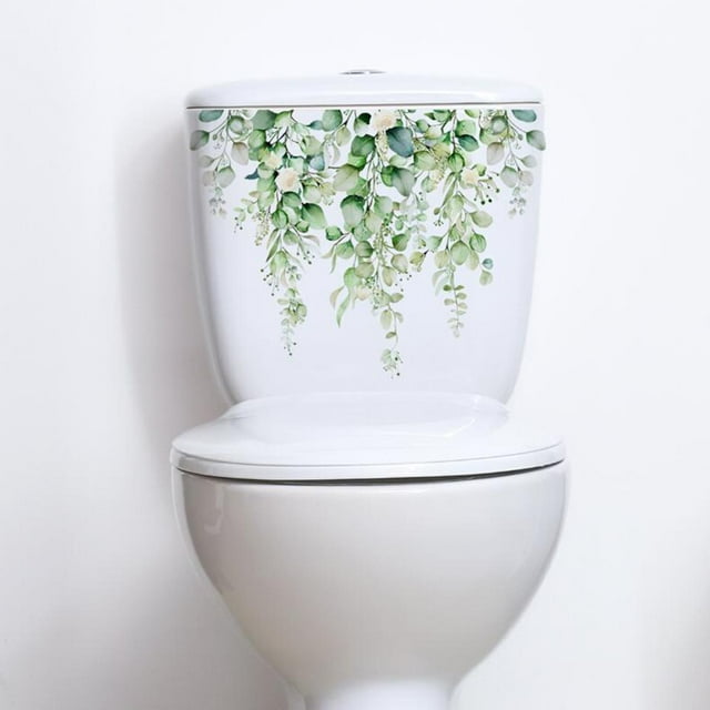 Calcomanía de Pared Para Inodoro de Baño BLESIY Patrón de Planta Verde 25x35cm Decoración de Baño