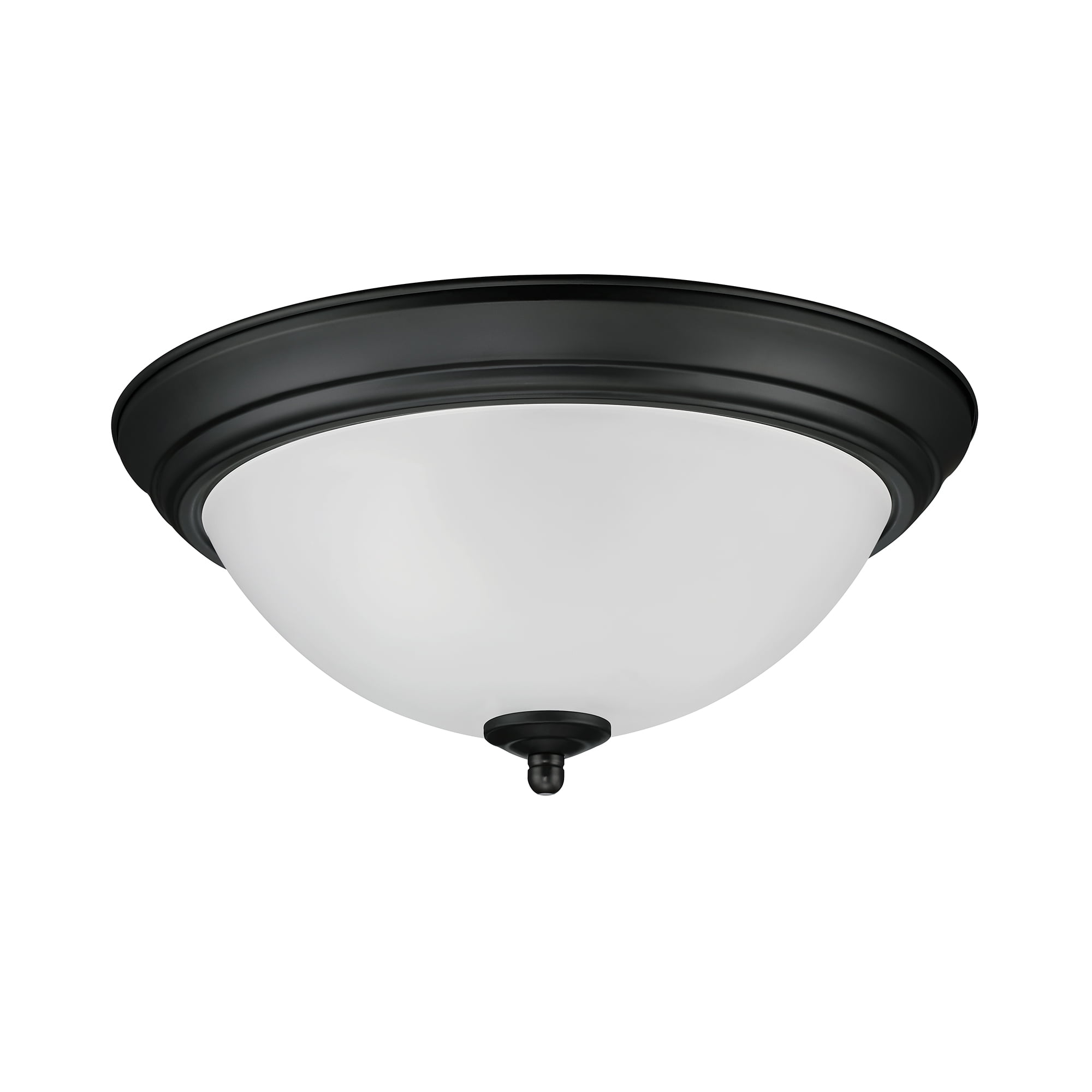 DESIGNERS FOUNTAIN Flush Mount Ceiling Light, 2-Pack, 13 Inch Frosted Glass Lighting Fixture for Kitchen, Bedroom, Bathroom, and Hallway, LED Bulbs Not Included, Matte Black