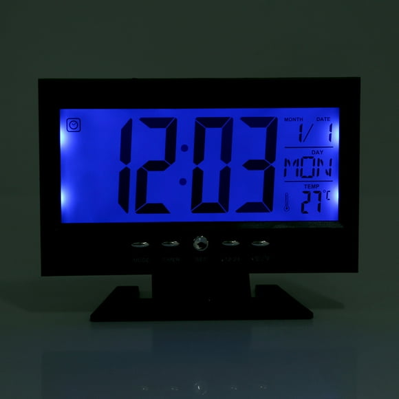 Reloj despertador BuyWeek digital LCD con sensor de sonido plata
