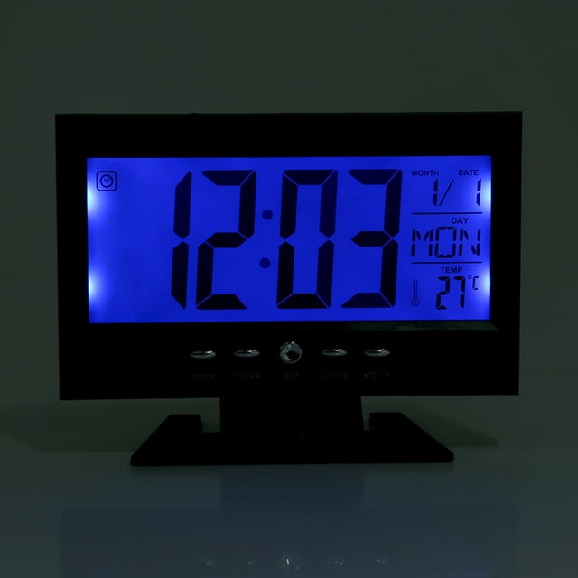 Temp Display Reloj LCD Digital Sensor De Sonido Mesa Escritorio Alarma