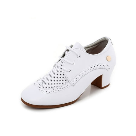 

Difumos Girls Anti-Slip Lace Up Cheerleading Shoe Lightweight Dance Sneakers Sport Breathable Cheer Shoes White 5cm Straight Plastic Base 6.5