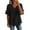 *Black, variant on Women's Fringe Trim V-Neck Tunic , Ladies' Layered Ruffle Half Sleeve Blouse , Casual Textured Summer Shirts For Women,Wine,S-2XL