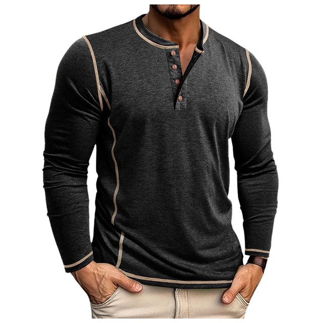 Men's Long Sleeve T Shirt Winter Thermal Base Layer Button Up Casual Comfortable Top for Fall and Cold Weather