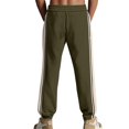 thumbnail image 4 of GrmtClth Men's Relax Fit Corduroy Side Striped Casual Pants Stretch Drawstring Waist Lightweight American Retro Lounge Trousers Army Green M, 4 of 5