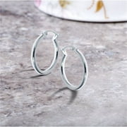 MAHRIA Best Gift!Solid Sterling Silver 15MM Thin And Small French Lock Hoops Earrings
