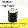 thumbnail image 5 of 4/CP300H 4.8V 300mAh NiMH Battery for RTC, MBU, Batery Timer, Senors, Metering, 5 of 6