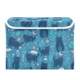 thumbnail image 7 of Yayeee Collapsible Cube Storage Bin with Lid Fabric Closet Decorative Basket with Handles, Blue Forest Cat Pattern, 7 of 7