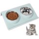 thumbnail image 1 of Juego de cuencos para mascotas, cuenco para comida para perros, cuenco doble inclinado de 15" y cuenco doble elevado para gatos pequeños y gatos (verde), 1 of 5