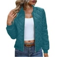 thumbnail image 2 of ClodeEU Womens Quilted Jackets，Long Sleeve Zip Up Bomber Jacket，Warm Winter Coat with Pockets Outerwear Green,Womens Plus XXL, 2 of 8