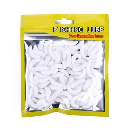 50pcs/bag 2cm Soft Bread Bug Bionic Grubs Trout Lures Plastic Hand Pole Bait Artificial Fishing Lures