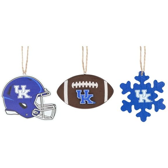 The Memory Company Kentucky Wildcats Three-Pack Helmet, Football & Snowflake Ornament Set