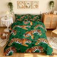 thumbnail image 2 of Manfei Forest Tiger Print King Size Comforter Sets, Tribal Animal Print Comforters King Size, Green Brown, Reversible, 3 Pieces, 1 Comforter and 2 Pillowcases, 2 of 7