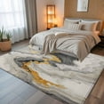 thumbnail image 5 of Grey Ombre Marble 6x9 Area Rugs, Golden Gray Marble Crack Abstract Art Non-Skid Rubber Backing Large Rectangle Rugs - Living Room Bedroom Home Office, Indoor Floor Mat Carpets Washable Rug, 5 of 9