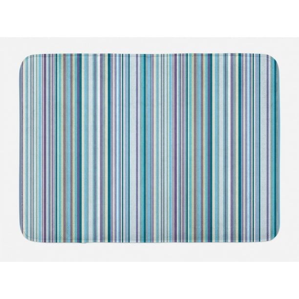 Striped Bath Mat, Blue Purple Teal Aqua Lavender Colored Vertical