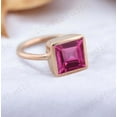 thumbnail image 2 of Princess Cut Ruby Solitaire Ring Bezel Set Women Ring Bridal Promise Statement Ring Unique Birthday Gift For Her, 2 of 3