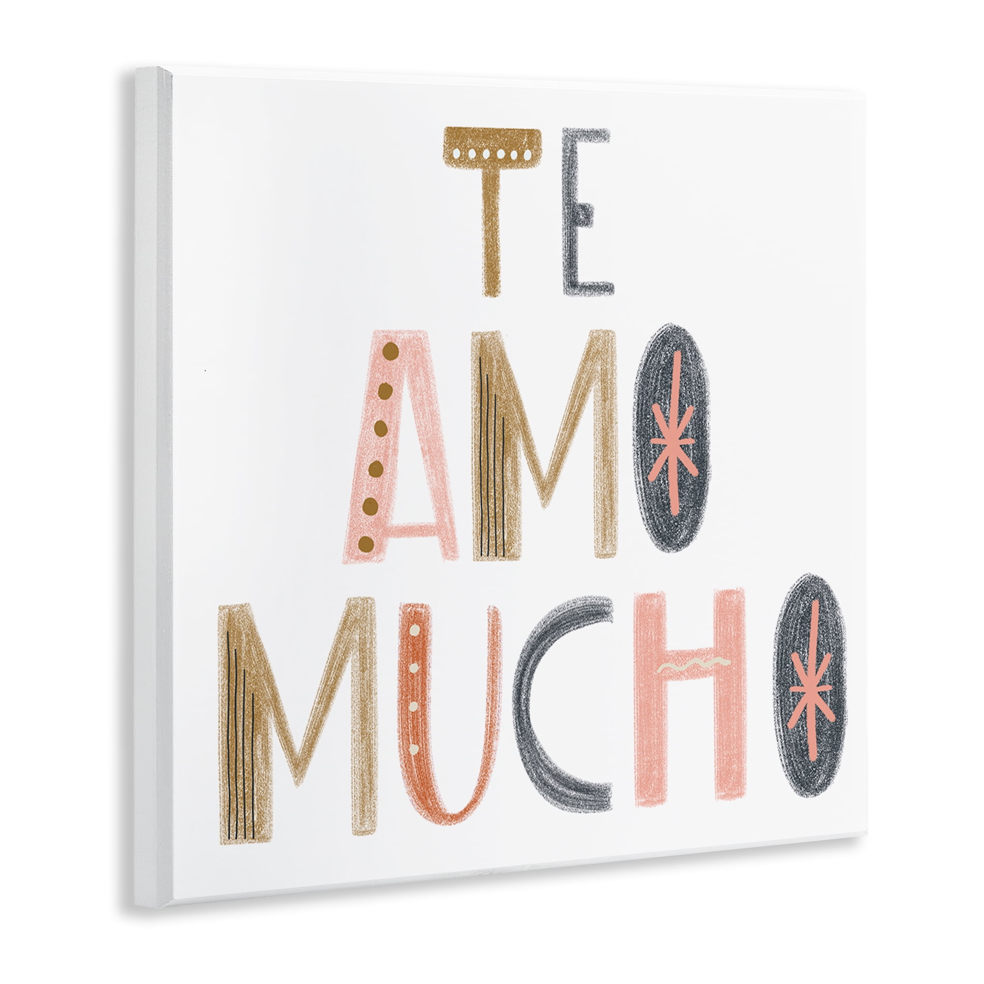 Stupell Industries Te Amo Mucho Creativo Inspirational Quotes & Sayings Painting Unframed Art Print Wall Art, 12 x 12