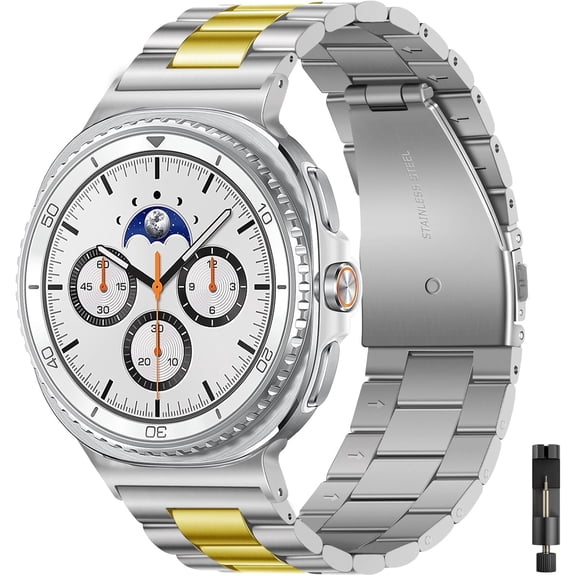 REQO Metal Bands Compatible with Samsung Galaxy Watch 8 Band 44mm 40mm/Galaxy Watch 8 Classic Band 46mm, Business Stainless Steel Strap Wristband for Galaxy Watch 8 2025 Men Women