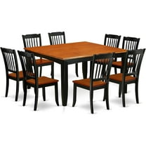 HomeStock 9 Piece Kitchen Table & Chairs Set Includes A Square Dining Table with Leaf and 8 Dining Room Chairs, 54X54 Inch, Black & Cherry