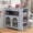 Grey-Blue + MDF + Classic + European + Modern, variant on ChenyueFurn Rolling Kitchen Island with Extendable Table, LED & Power Outlet,Grey-Blue