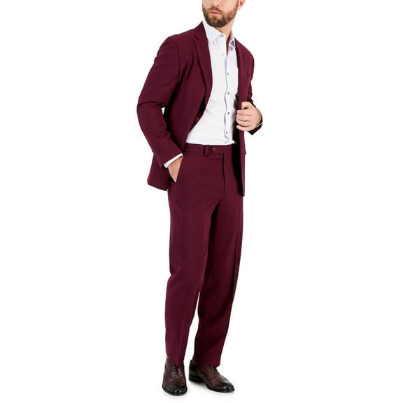 Nautica Men's Modern Fit Bi Stretch Fashion Suit Red Size 38
