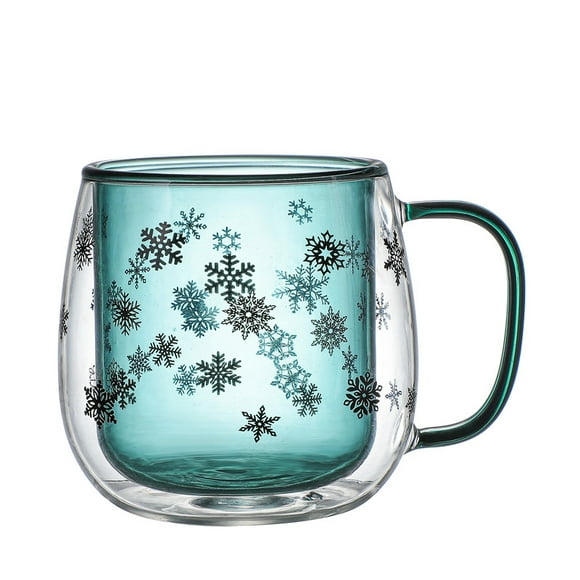Double Layer Glass Mug with Snow Lid and Handle