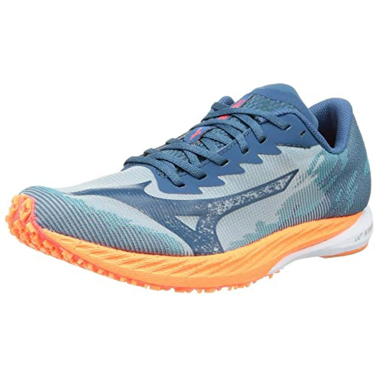 [Mizuno] Running shoes Wave Duel 3 WIDE club activities lightweight short  distance track and field spike for less than 800m track Orange × Blue Green 