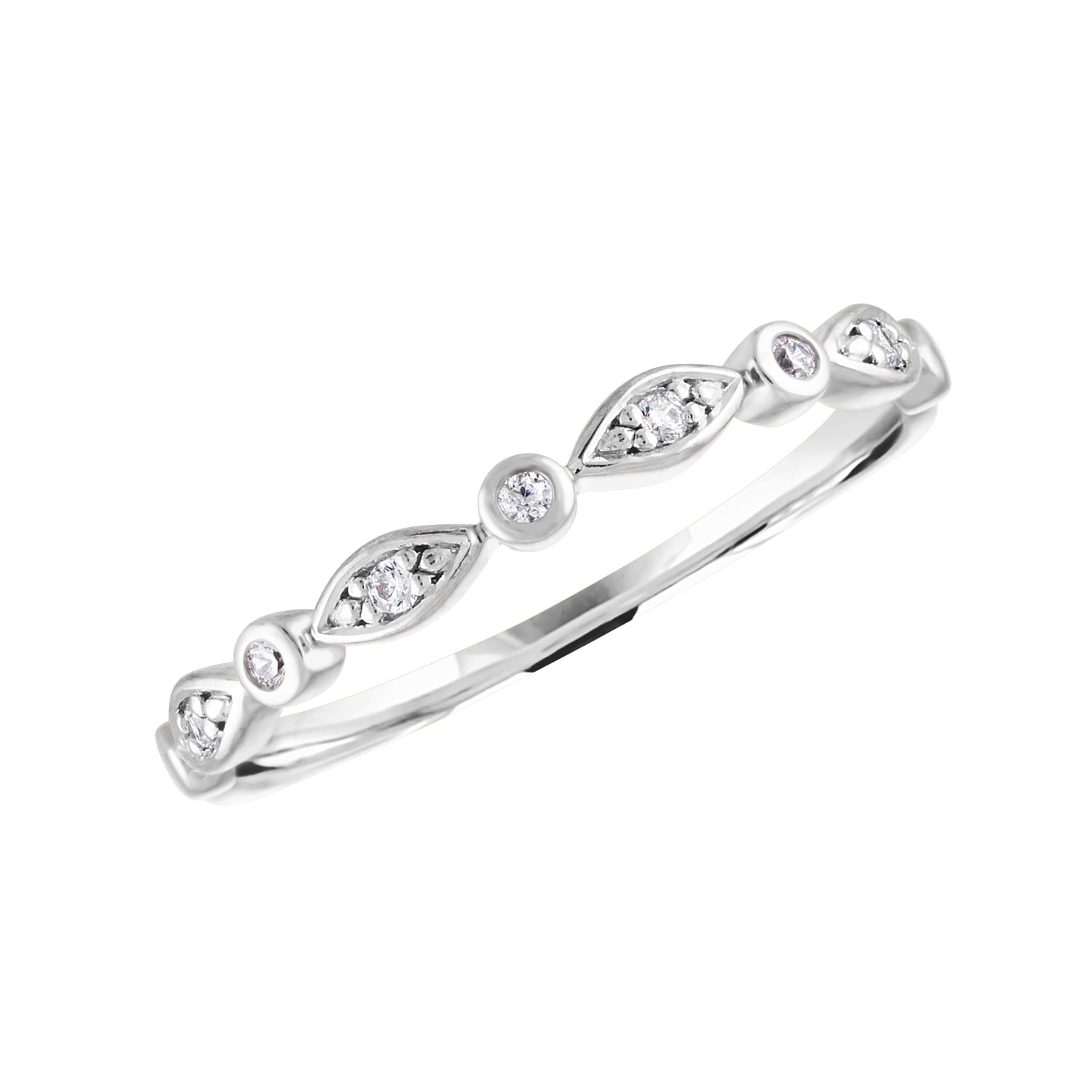 Sterling Silver and Genuine Diamond Accent Stackable Ring
