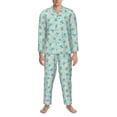 thumbnail image 3 of Naloa Sea Turtle Men’s Pajamas Set - Long Sleeve Button Down Sleep Shirt and Pajama Bottoms Sleepwear Set-Medium, 3 of 7