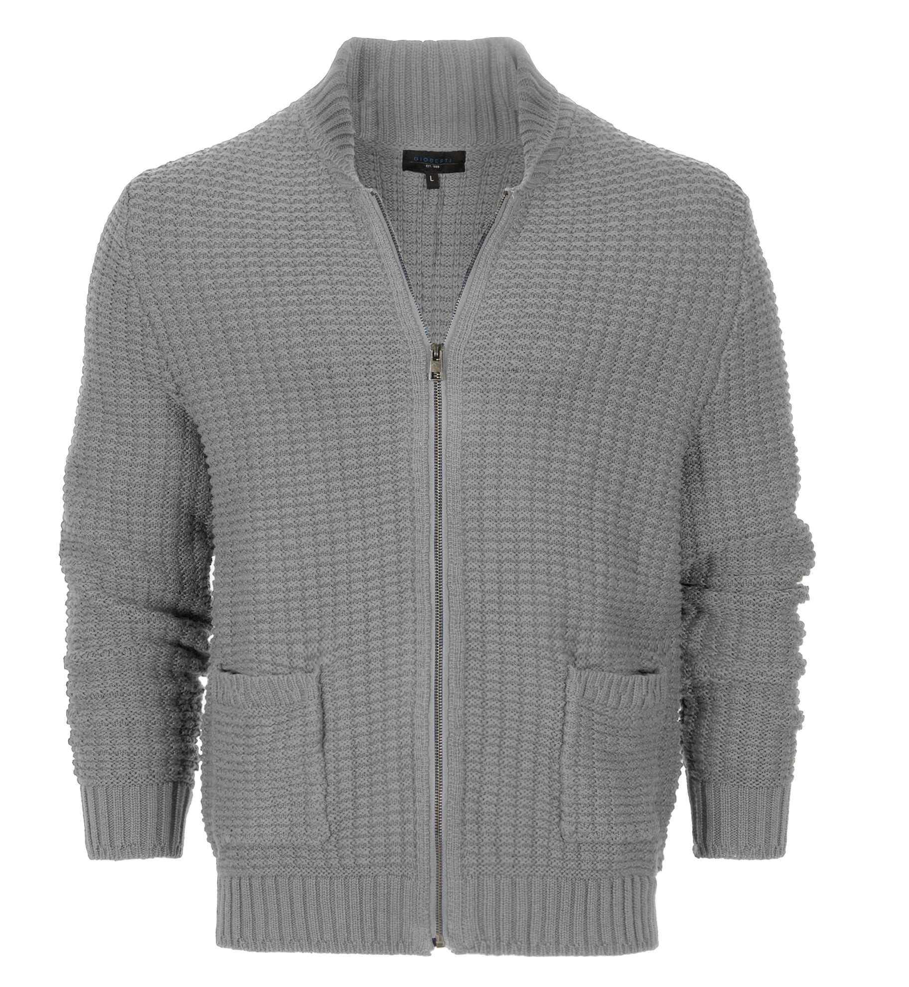 Gioberti Mens 100% Cotton Milano Knit Full-Zip Sweater - Walmart.com