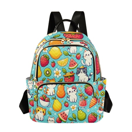 Cartoon Cats and Fruit Travel Laptop Backpack Casual Daypack Lightweight Bookbag Compartment for Business