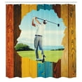 thumbnail image 3 of Ambesonne Golf Shower Curtain, Back View of Golfer Man Wooden, 69"Wx70"L, Blue and Pale Blue, 3 of 5