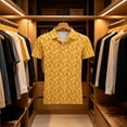 thumbnail image 3 of Boys Print Short Sleeve Golf Polo Shirts Novelty Cartoon Abstract Pattern Collared Tee Lightweight Breathable Casual Polo Top for Kids Daily Outdoor Summer Wear(Yellow1,11-12 Years), 3 of 4