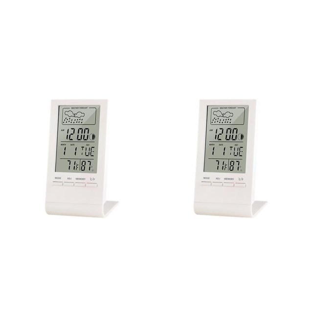 sweethay Termómetro LCD alimentado por batería Medidor de humedad portátil Estación meteorológica Sensor de temperatura Bebé Guardería Blanco -50℃~70℃ 2Conjunto
