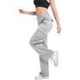 thumbnail image 3 of Women's Cargo Pants Baggy Relaxed Fit Cotton Hiking Work Pants with 6 Pockets Grey, 3 of 10