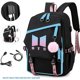 thumbnail image 5 of Mochila Kpop BTS HAPPY ME con cable de audio USB puerto de carga azul marino, 5 of 8