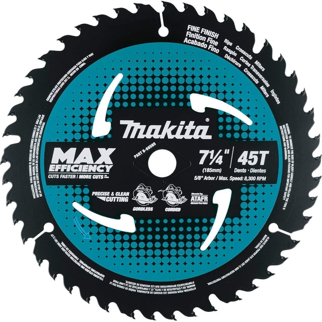 Hoja de sierra Makita B-68585 7-1/4 45T con punta de carburo de máxima eficiencia