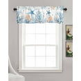 thumbnail image 3 of Blue Starfish Coastal Kitchen Valances for Windows Farmhouse Linen Window Valance Curtain for Living Room Window Treatment Summer Ocean Coral Jellyfish Valance Rod Pocket Topper Drape, 42 x 18 Inch, 3 of 6