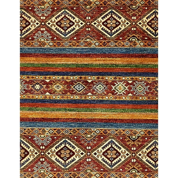 Ahgly Company Machine Washable Indoor Rectangle Abstract Saffron Red Area Rugs, 5' x 8'