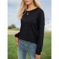 thumbnail image 3 of Wearear Womens Long Sleeve Tops 2024 Striped Shirt Drop Shoulder Crew Neck Tops Loose Fit Casual Shirts, 3 of 5