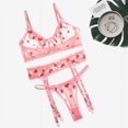thumbnail image 4 of Conjunto de tres piezas de lencería sexy de tentación linda de chica con encaje europeo y americano con huecos y tirantes, 4 of 6
